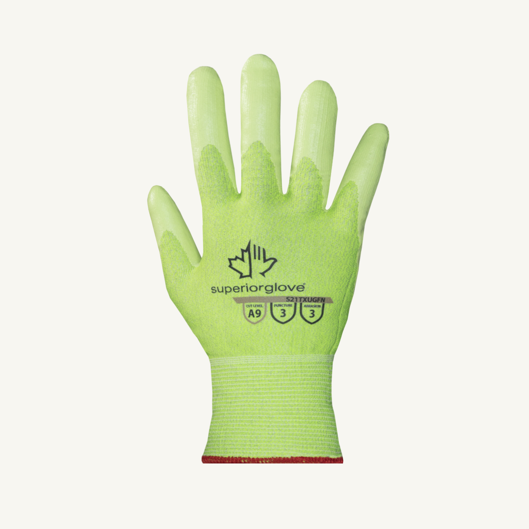 Superior Glove® TenActiv™ S21TXUGFN Hi-Vis Nitrile Coated Touchscreen A9 Extreme-Cut Gloves 